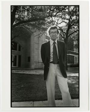 [Larry McMurtry in Front of the Auditorium Building]
