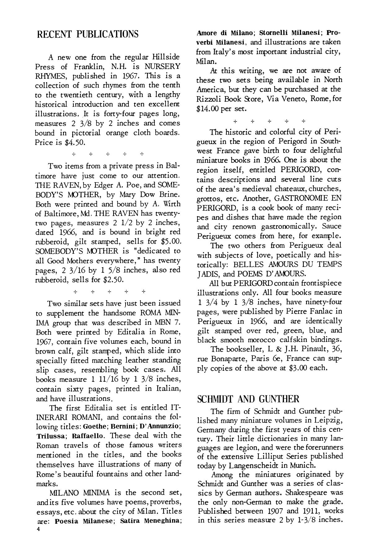 Miniature Book News, Number 9, September 1967
                                                
                                                    4
                                                