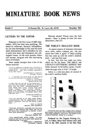 Miniature Book News, Number 2, December 1965