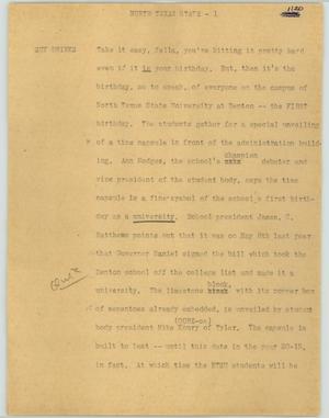 Primary view of object titled '[News Script: North Texas State]'.