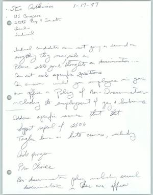 Primary view of object titled '[Handwritten notes about Steve Adkinson]'.
