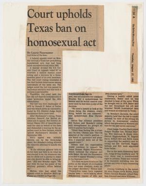 [Dallas Morning News clipping: Court upholds Texas ban on homosexual act]