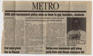 [Dallas Voice article: DISD anti-harassment policy seen as boon to gay teachers, students]