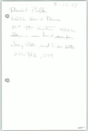 [Handwritten information on Daniel Polk]