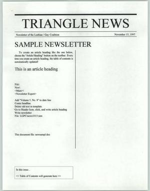Primary view of object titled '[Newsletter: Lesbian and Gay Coalition - Triangle News template]'.