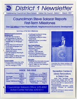 Primary view of object titled '[District 1 Newsletter issue by Dallas Councilman Steve Salazar]'.