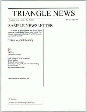 Primary view of object titled '[Triangle News Sample Newsletter]'.