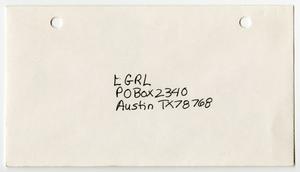 Primary view of object titled '[Envelope labeled to LGRL in Austin]'.