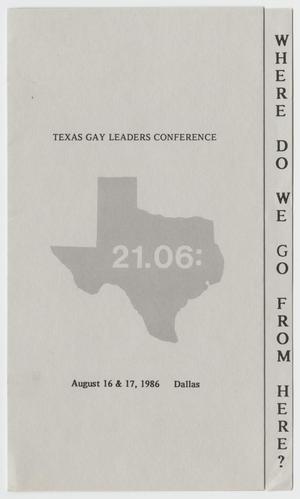 [Texas Gay Conference:August 16 and 17, 1986]