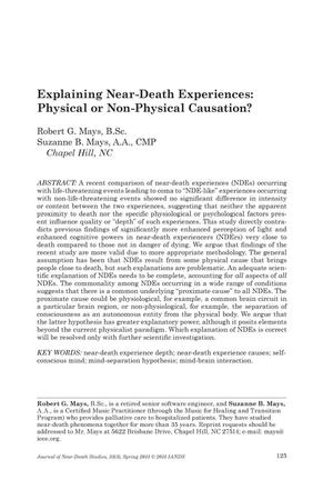 Primary view of object titled 'Explaining Near-Death Experiences: Physical or Non-Physical Causation?'.