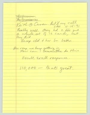 Primary view of object titled '[Handwritten notes: Returned my call]'.