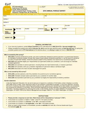 Form CJ-7, Annual Parole Survey: 2015