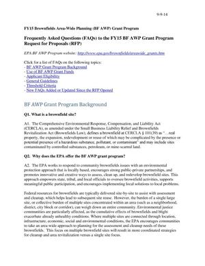 Frequently asked questions to the FY15 BF AWP grant program request to proposals(REP)