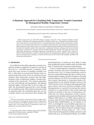 A Harmonic Approach for Calculating Daily Temperature Normals Constrained by Homogenized Monthly Temperature Normals