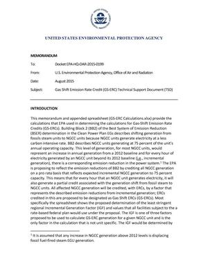 Gas Shift Emission Rate Credit (GS-ERC) Technical Support Document (TSD)