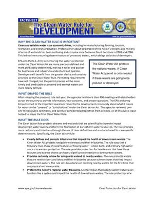 The Clean Water Rule for Development: Factsheet