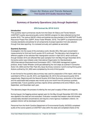 Summary of Quarterly Operations (July through September)