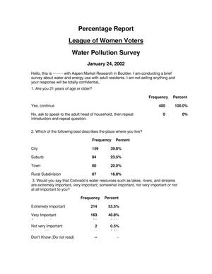 League of Women Voters: Water Pollution Survey