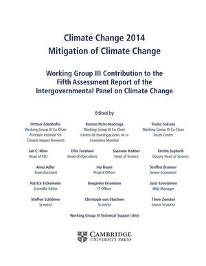 Working Group III Contribution to the Fifth Assessment Report of the Intergovernmental Panel on Climate Change