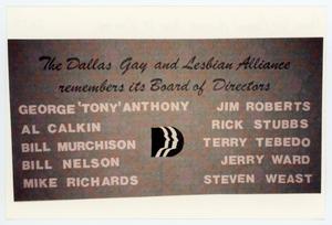 [AIDS Memorial Quilt Panel for Dallas Gay and Lesbian Alliance Board of Directors]
