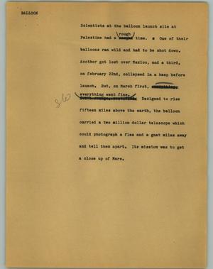 Primary view of object titled '[News Script: Balloon]'.