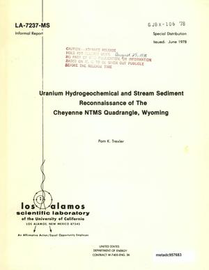Uranium Hydrogeochemical and Stream Sediment Reconnaissance of the Cheyenne NTMS Quadrangle, Wyoming