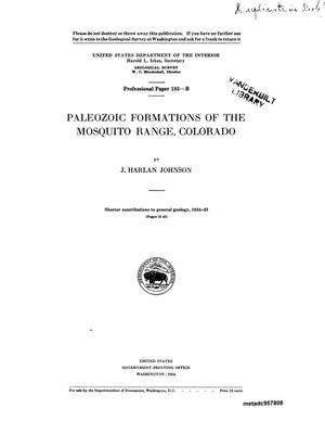 Primary view of object titled 'Paleozoic Formations of the Mosquito Range, Colorado'.