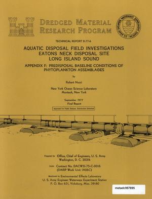 Aquatic Disposal Field Investigations, Eatons Neck Disposal Site, Long Island Sound: Appendix F