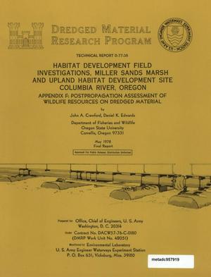 Habitat Development Field Investigations, Miller Sands Marsh and Upland Habitat Development Site, Columbia River, Oregon: Appendix F