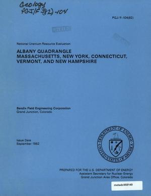 National Uranium Resource Evaluation: Albany Quadrangle, Massachusetts, New York, Connecticut, Vermont, and New Hampshire