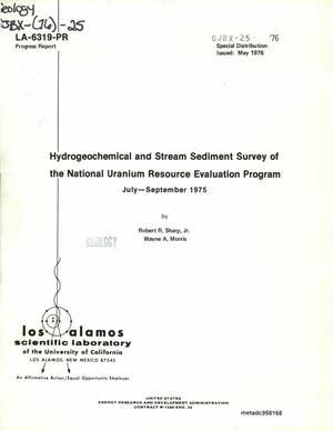 Hydrogeochemical and Stream Sediment Survey of the National Uranium Resource Evaluation Program: July--September 1975