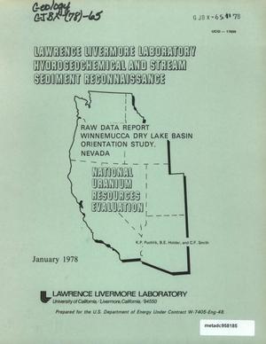 Raw Data Report: Winnemucca Dry Lake Basin Orientation Study, Lovelock and Reno 1° x 2° NTMS Area, Nevada