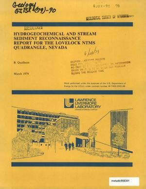 Hydrogeochemical and Stream Sediment Reconnaissance Report for the Lovelock NTMS Quadrangle, Nevada