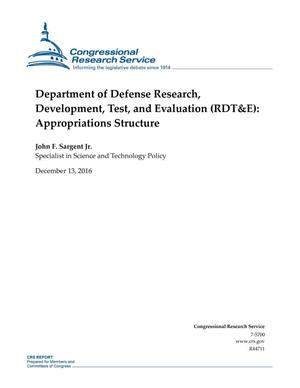 Department of Defense Research, Development, Test, and Evaluation (RDT&E): Appropriations Structure