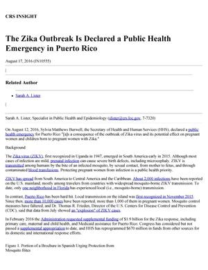 The Zika Outbreak Is Declared a Public Health Emergency in Puerto Rico