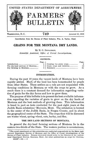 Grains for the Montana Dry Lands