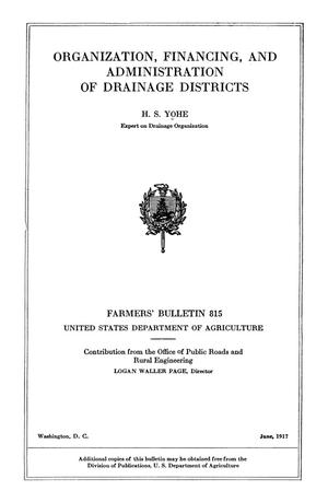 Organization, Financing, and Administration of Drainage Districts