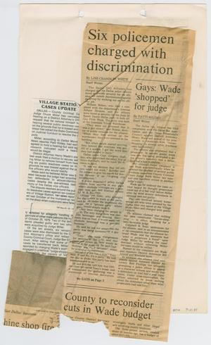 [Newspaper Clipping: Six policemen charged with discrimination]