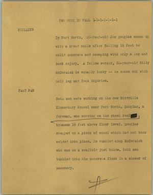 Primary view of object titled '[News Script: Two hurt in fall]'.