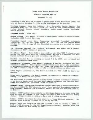 Primary view of object titled 'Texas Human Rights Foundation Board of Trustees Meeting November 7, 1993'.