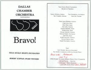 Primary view of object titled '[Dallas Chambers Orchestra congratulates Texas Human Rights Foundation Robert Schwab Award winners]'.
