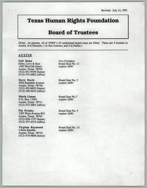 Primary view of object titled 'Texas Human Rights Foundation Board of Trustees'.