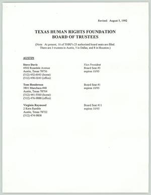Primary view of object titled 'Texas Human Rights Foundation Board of Trustees'.