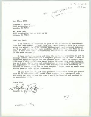 [Letter from Stephen J. Ruffin to Alan H. Levi, May 29, 1990]