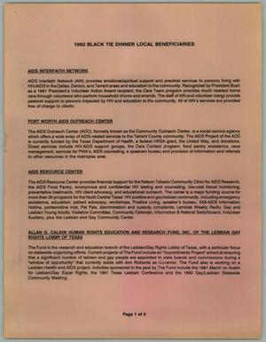 1992 Black Tie Dinner Local Beneficiaries