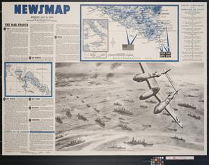Primary view of object titled 'Newsmap. Monday, July 19, 1943 : week of July 8 to July 15, 201st week of the war, 83rd week of U.S. participation'.