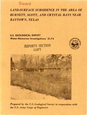 Land-Surface Subsidence in the Area of Burnett, Scott, and Crystal Bays Near Baytown, Texas
