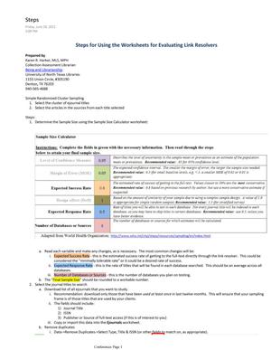 Steps for Using the Worksheets for Evaluating Link Resolvers