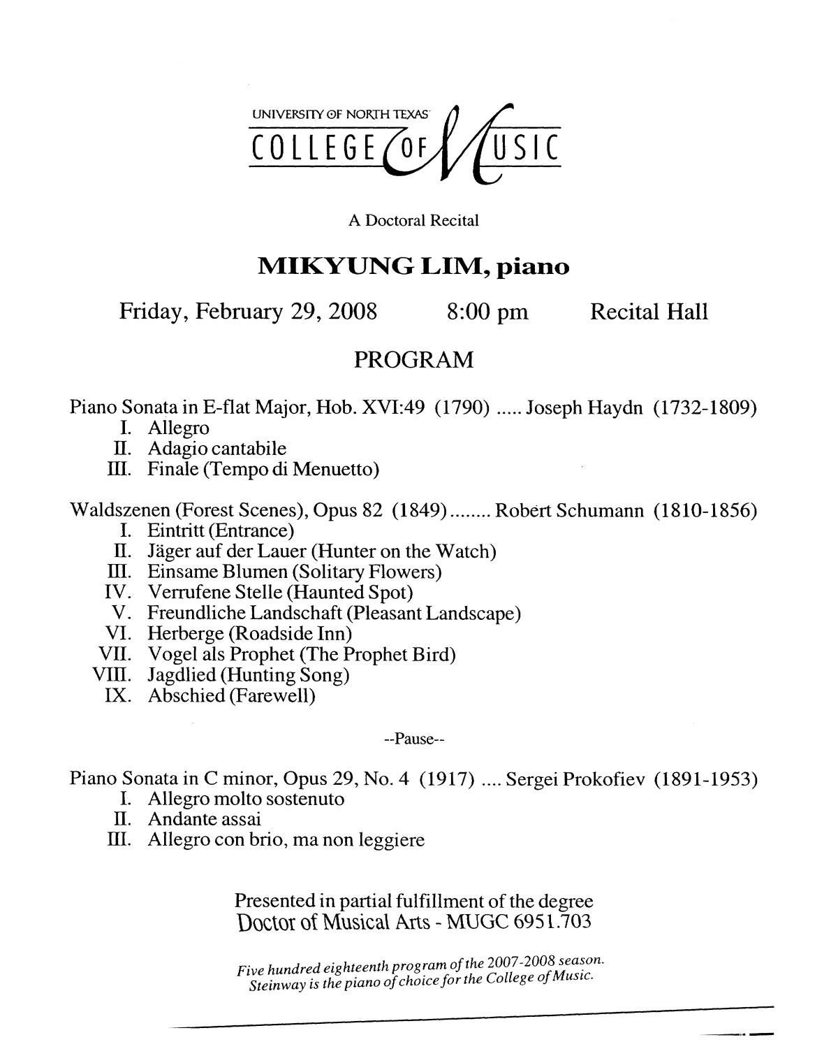 College of Music program book 2007-2008 Student Performances Vol. 2
                                                
                                                    42
                                                