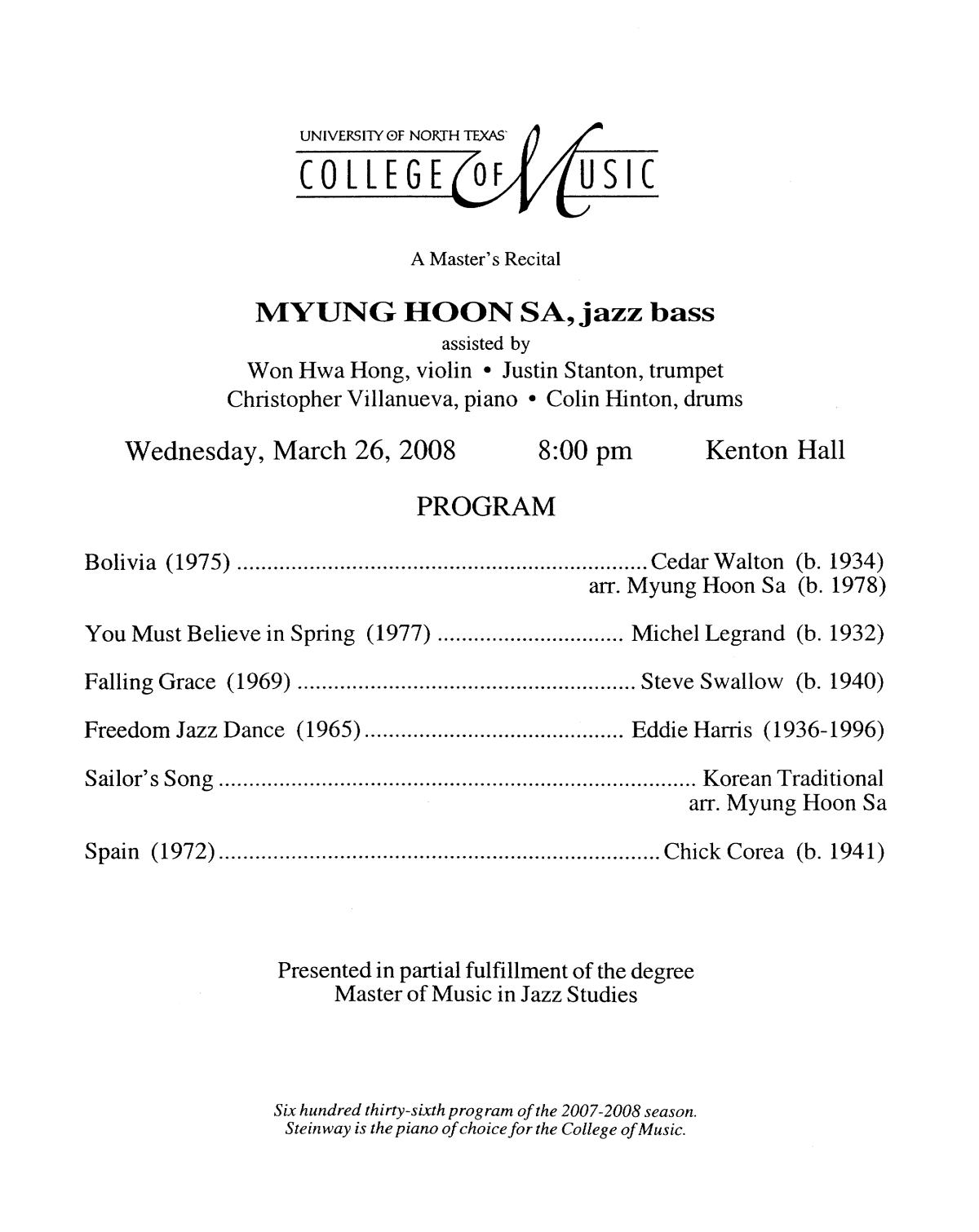 College of Music program book 2007-2008 Student Performances Vol. 2
                                                
                                                    89
                                                